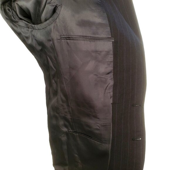 Vintage Ninno Cerutti Bullocks 2 Button Sport Coat Wool Blue Pin Stripe Mens 44R - Picture 6 of 12